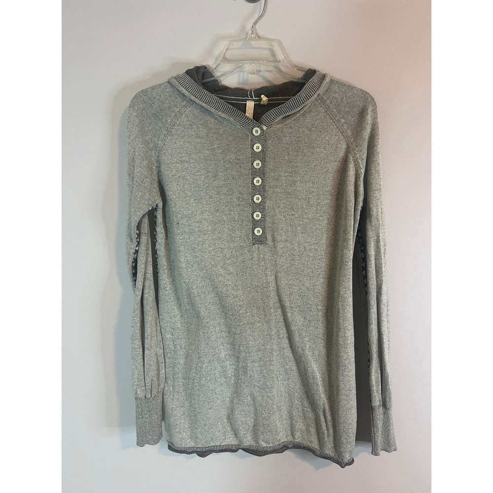 Sanctuary Organic Cotton Sweater Hoodie Grey Long Sleeve‎ Floral Graphic S